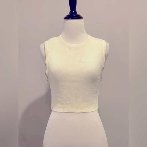 NWT FREE PEOPLE Studded Ribbed Muscle Tee - Picture 1 of 4